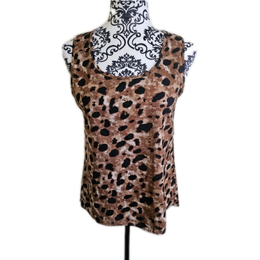 Edge Leopard Print High/Low Keyhole Tank - Picture 2 of 12